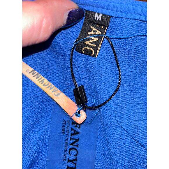 Fancyinn Dress Sz M Short Sleeve Cotton V-Neck Knee Length‎ Royal Blue - Picture 11 of 12